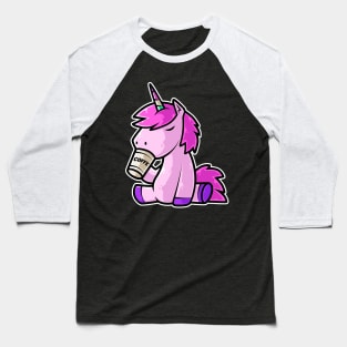 Cute Unicorn Drinking Coffee Kawaii Neko Anime design Baseball T-Shirt